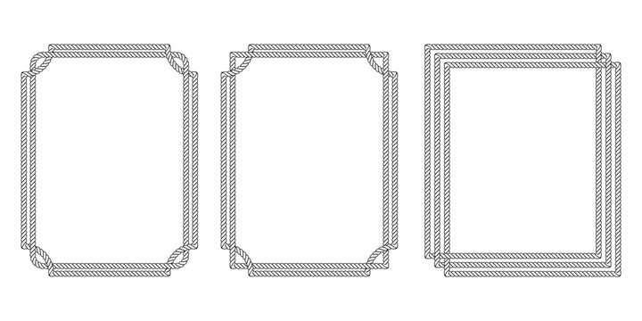 vintage rope frame set isolated on white background