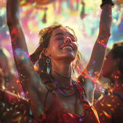 raver girl dancing at the music festival