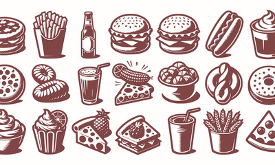 Fresh Food set vector art style with a plain background