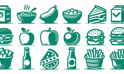 Fresh Food set vector art style with a plain background