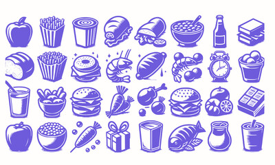Fresh Food set vector art style with a plain background