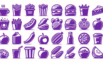 Fresh Food set vector art style with a plain background