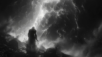 Obraz premium Charcoal Dark Matter and Astral Battle Scene