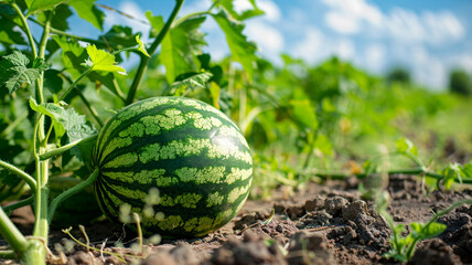 Watermelon patch in a summer day