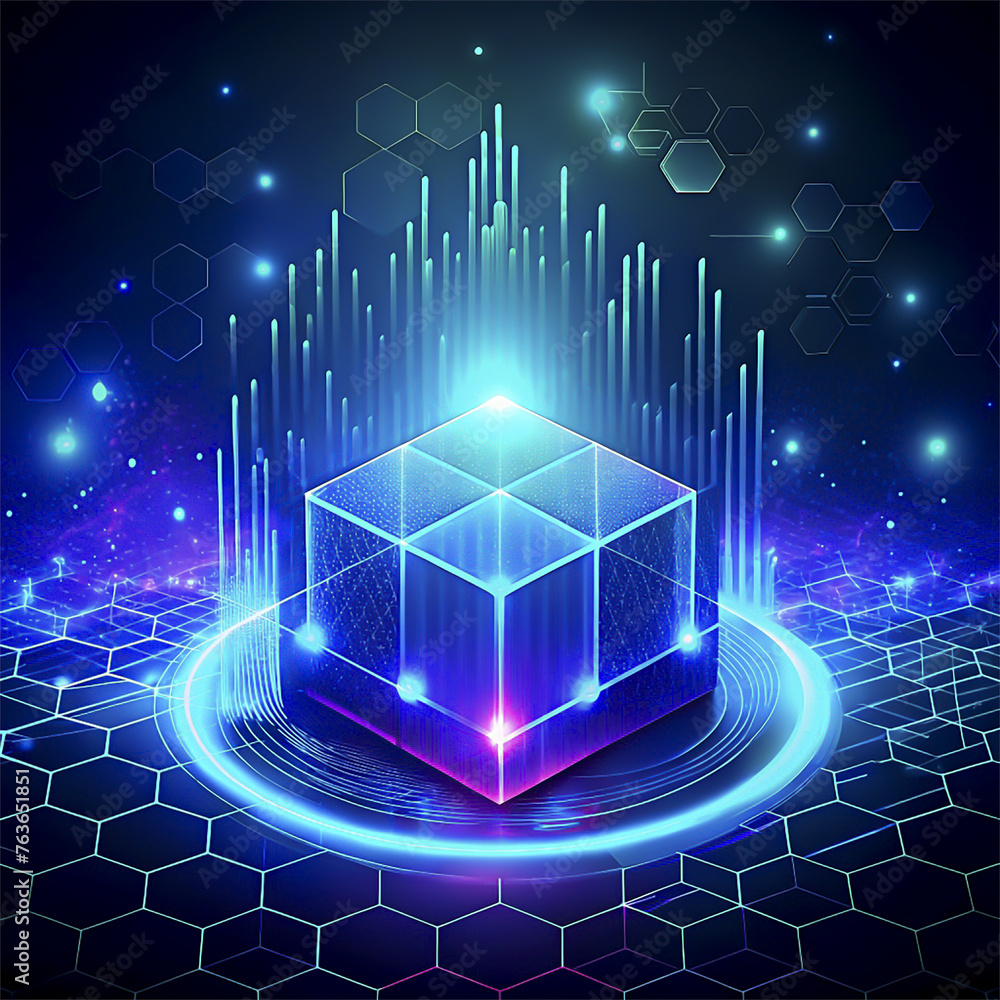 Poster abstract background with cube. 3d vector illustration. futuristic technology style.