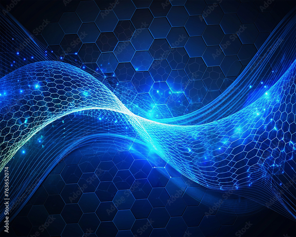 Aufkleber abstract technology background with hexagons and glowing particles. vector illustration.
