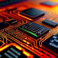 close up picture of an electronic circuit board futuristic