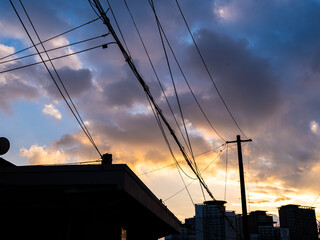 sun set sky with clouds at magic hour