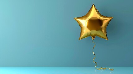 Gold Star-Shaped Foil Balloon for Celebration and Party Decoration, 3D Render
