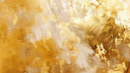 Golden Brushstrokes on Textured Canvas, Abstract Artistic Background, Modern Floral Art