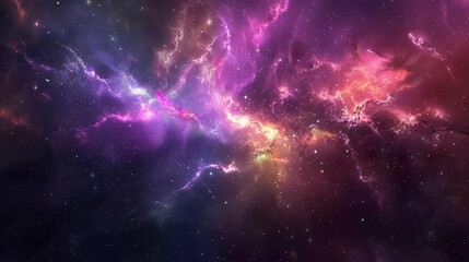 Fototapeta na wymiar Majestic space nebula and distant galaxy, vibrant colors, awe-inspiring digital illustration