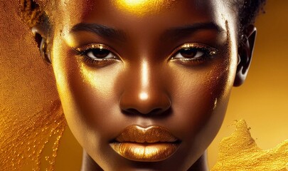 Black woman gold makeup