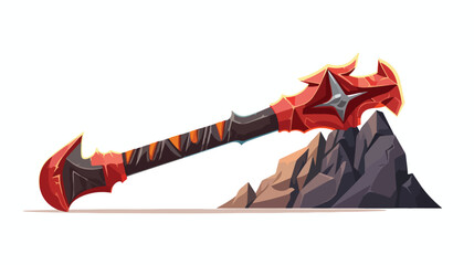 Lava blade ax weapon flat style vector illustration
