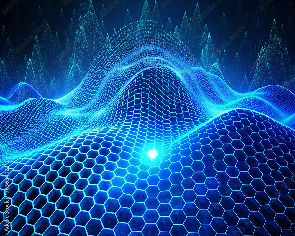Aufkleber abstract technology background with hexagons and glowing particles. vector illustration.