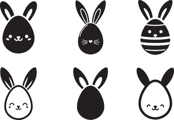 Cute Bunny Ear Easter Egg Silhouette Style
