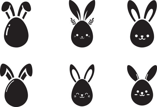 Cute Bunny Ear Easter Egg Silhouette Style
