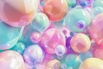 Delicate orbs in dreamy pastels float effortlessly, creating a tranquil, fantasy-inspired abstract backdrop.