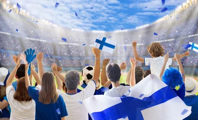 Tuinposter Finland football team supporter on stadium. © famveldman