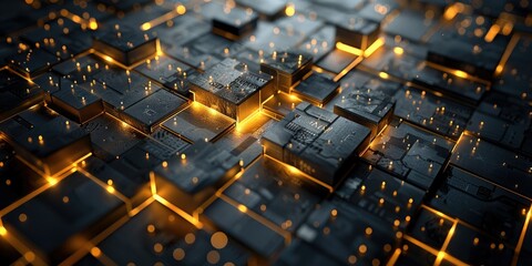 Obraz premium Abstract technology background with glowing lines on futuristic circuit board.