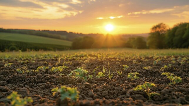 Soil Erosion Control with Phytoremediation Techniques Silhouette Against the Evening Glow