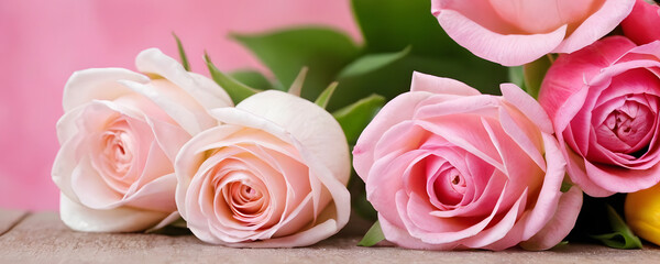 Obraz premium Pink roses concept background for mothers day, valentines day.