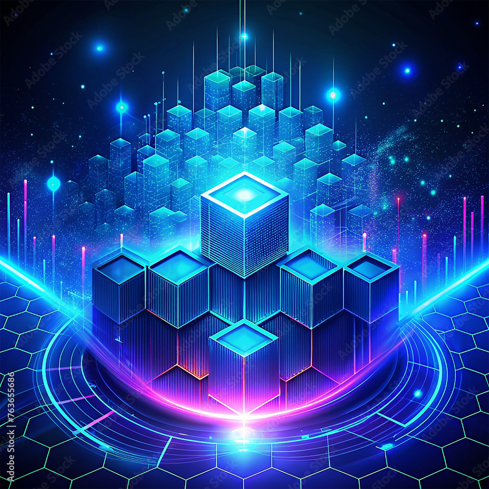 Aufkleber abstract background with cube. 3d vector illustration. futuristic technology style.