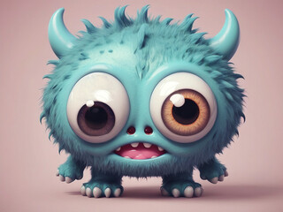 cute monster kawaii style with big eye - generated by ai