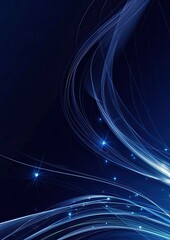 Abstract Curved Motion Lines and Light Patterns on Dark Blue Background with Text Space Abstract