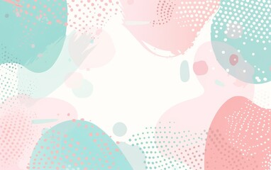 Abstract pastel pink and turquoise background with dynamic splatter patterns and brush strokes.