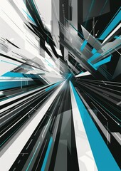 Craft an abstract vector illustration portraying the concept of speed, utilizing shades of gray and blue arrows to compose a dynamic and modern background - obrazy, fototapety, plakaty