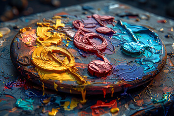 A painter's palette with colors shaped like musical notes, highlighting the artistic harmony...