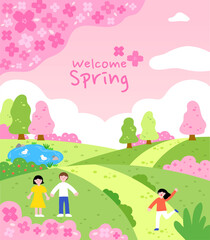 Obraz na płótnie Canvas Spring Festival Flower Rose Cherry Blossom Hydrangea Canola Flower Picnic Date Outing Healing