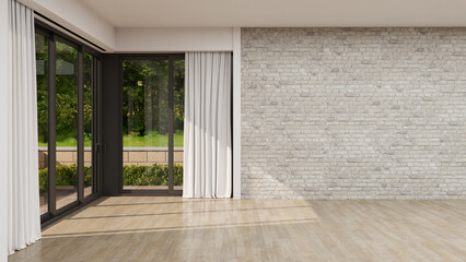 Large luxury modern bright interiors Living room mockup illustration 3D rendering image