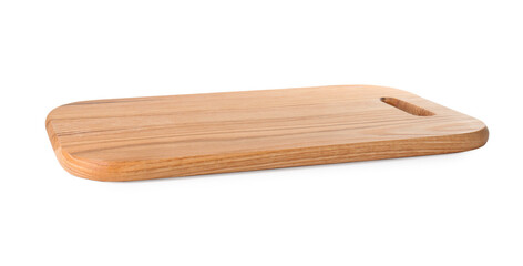 One wooden cutting board on white background