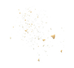 Pieces of crumbled cracker isolated on white