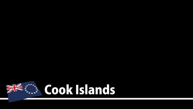 クック諸島の国旗と国名が画面下部に現れます。背景はアルファチャンネル(透明)です。