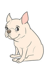This is an illustration of a “cream” French bulldog in a "sitting" position.