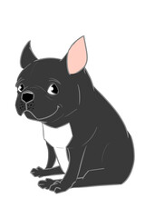 This is an illustration of a “epron” French bulldog in a 