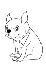 This is a simple illustration of a French bulldog in a "sitting" position. (With Bandana)