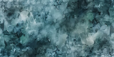 Abstract watercolor wash in shades of teal and dark blue, evoking a serene oceanic feel. - obrazy, fototapety, plakaty