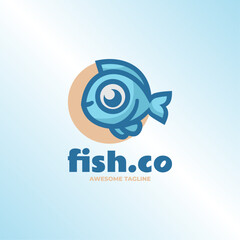 Vector Logo Illustration Fish Mascot Cartoon Style.