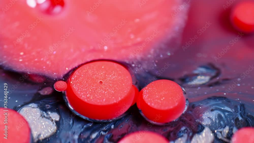 Aufkleber vibrant red ink drops expanding in water, creating abstract patterns