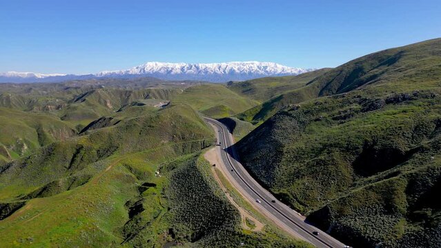 Aerial view of Scenic state highway 79 - Beaumont Avenue in california.