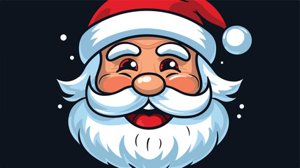 Smiley Santa Claus Cartoon Face and Outline flat