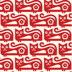 Retro Cats with Flowers Wallpaper and Textures