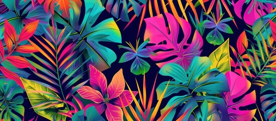 tropical pattern in bright colors - obrazy, fototapety, plakaty