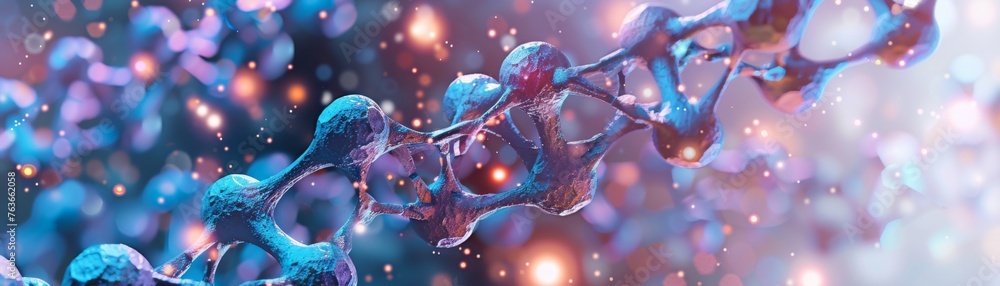Poster stunning close-up of dna molecule structures - a vivid 3d illustration highlighting the complexity o