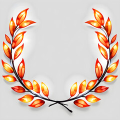 Radiant Orange Neon Laurel Wreath Icon: Symbol of Victory and Honor(Generative AI)
