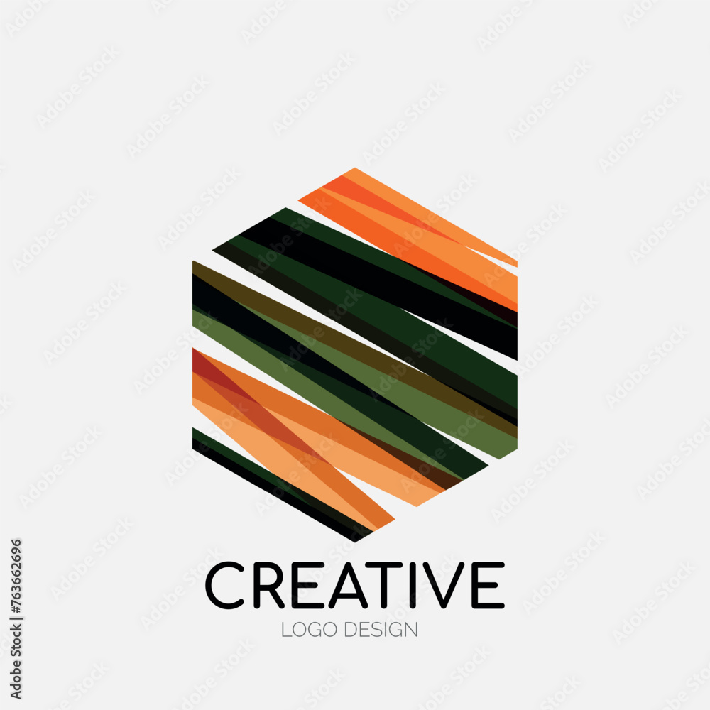 Poster Modern abstract logo design. Geometric vector art. Clean overlapping lines and abstract shapes. Perfect for modern brand