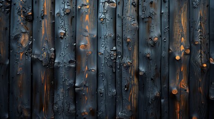 Charred Wooden Planks with Bolt Details